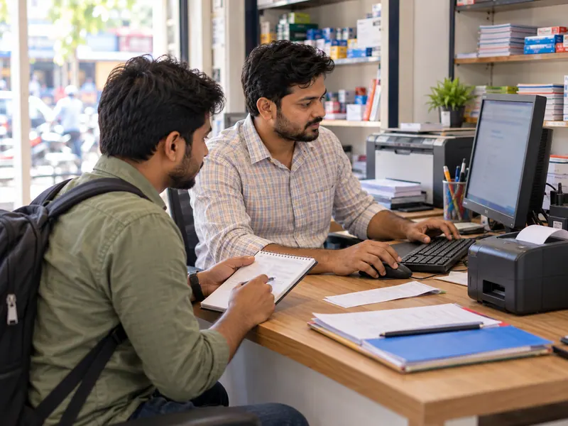 A customer discussing a money transfer at a neighbourhood service counter