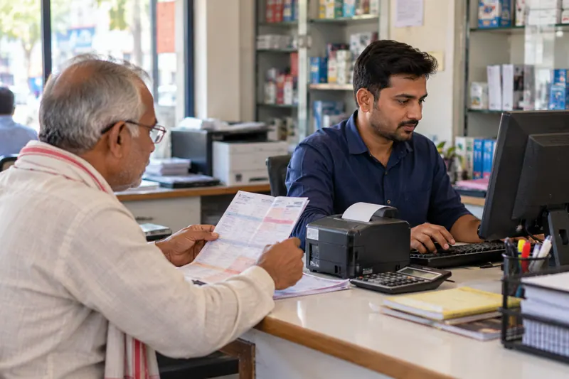 A retailer assisting a customer with a utility bill payment